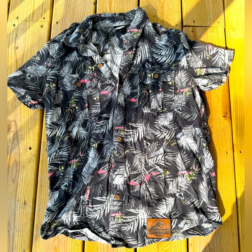 SZ M VINTAGE JURASSIC PARK THE LOST WORLD UNIVERSAL STUDIOS SHIRT HAWAIIAN MENS